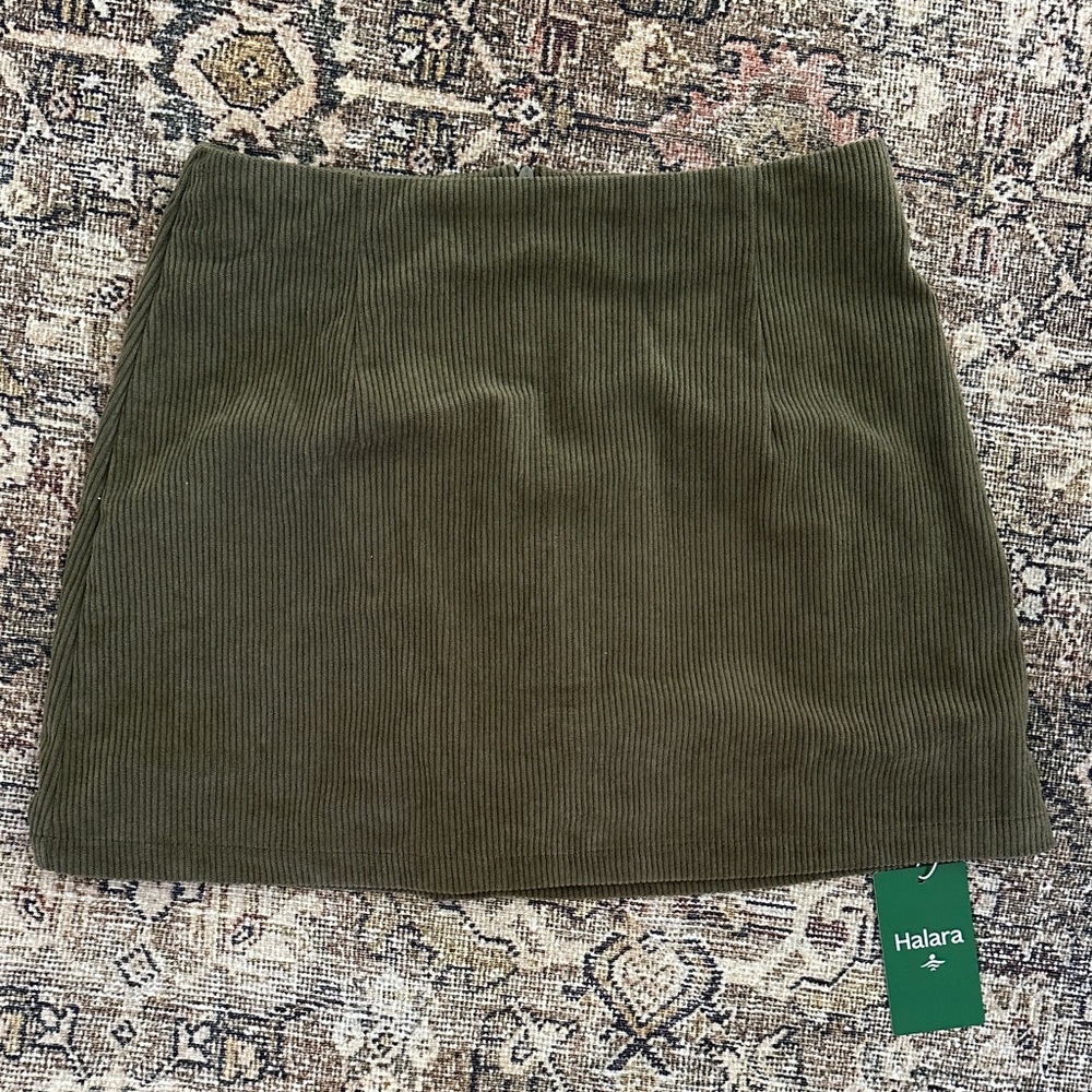 HALARA Forest Green Corduroy Mini Skirt
